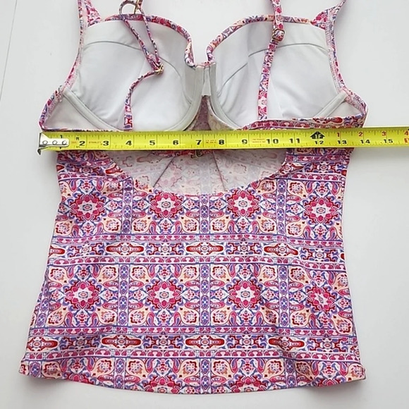 Design Lab Tankini Swim Top Pink Blue Paisley Underwire Push Up Cups Size Large - Picture 10 of 13